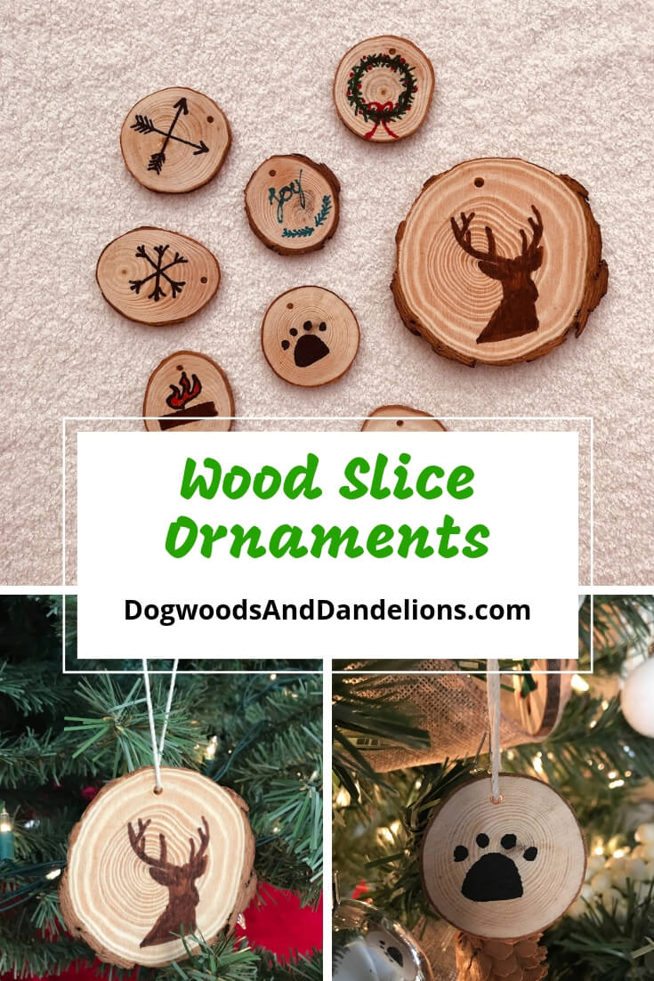 Wood Slice Ornaments – Dogwoods & Dandelions