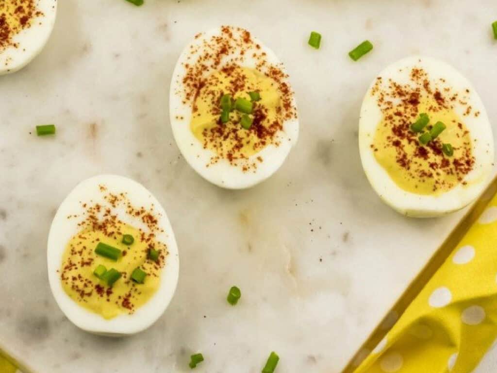 hardboiled eggs with curry powder on top