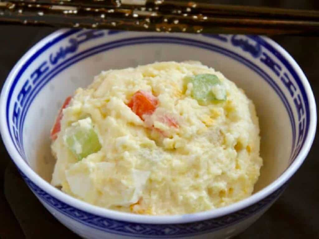 a bowl of korean potato salad