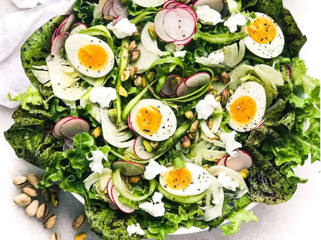 spring salad with hardboiled eggs